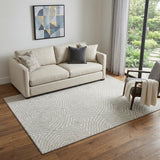 5' X 8' Linen And Ivory Geometric Washable Area Rug With UV Protection