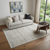 5' X 8' Khaki And Ivory Striped Washable Area Rug With UV Protection