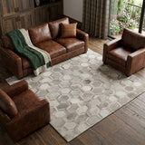 8' X 10' Gray Ivory And Beige Geometric Washable Area Rug With UV Protection