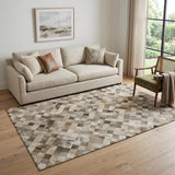 5' X 8' Beige Gray And Ivory Cowhide Print Washable Area Rug With UV Protection