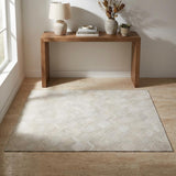 3' X 5' Gray And Ivory Geometric Washable Area Rug With UV Protection