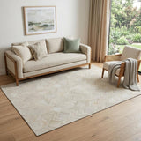 5' X 8' Ivory And Gray Geometric Washable Area Rug With UV Protection