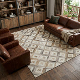 8' X 10' Gray Brown And Ivory Diamond Washable Area Rug With UV Protection