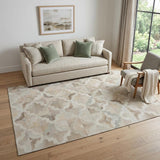 5' X 8' Ivory Beige And Gray Diamond Washable Area Rug With UV Protection