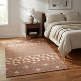 3' X 5' Burnt Sienna And Ivory Tribal Washable Area Rug With UV Protection