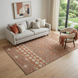 5' X 8' Burnt Sienna And Ivory Geometric Washable Area Rug With UV Protection