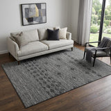 5' X 8' Gray And Black Geometric Washable Area Rug With UV Protection