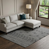 8' X 10' Gray And Black Geometric Washable Area Rug With UV Protection