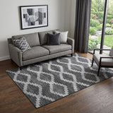5' X 8' Gray Ivory And Charcoal Tribal Washable Area Rug With UV Protection