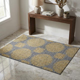 3' X 5' Gold And Gray Geometric Washable Area Rug With UV Protection