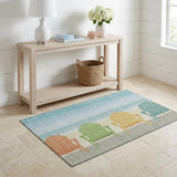 3' X 5' Aqua And Green Adirondack Chairs Washable Area Rug With UV Protection