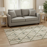 5' X 8' Beige Gold And Gray Botanical Leaves Washable Area Rug With UV Protection