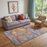 5' X 8' Rainbow And Ivory Geometric Washable Area Rug With UV Protection