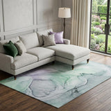 8' X 10' Blue And Green Abstract Washable Area Rug With UV Protection