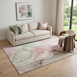5' X 8' Blush And Ivory Abstract Washable Area Rug With UV Protection