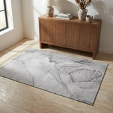 3' X 5' Gray And Charcoal Abstract Washable Area Rug With UV Protection