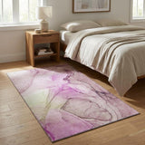 3' X 5' Pink And Ivory Abstract Washable Area Rug With UV Protection