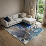 8' X 10' Navy Blue And Charcoal Abstract Washable Area Rug With UV Protection