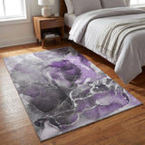 3' X 5' Purple And Charcoal Abstract Washable Area Rug With UV Protection