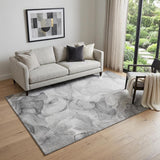 5' X 8' Gray And Ivory Abstract Washable Area Rug With UV Protection
