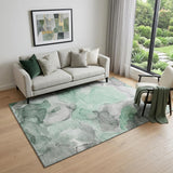 5' X 8' Green Gray And Ivory Abstract Washable Area Rug With UV Protection