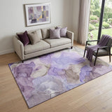 5' X 8' Purple And Gray Abstract Washable Area Rug With UV Protection