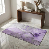 3' X 5' Purple Gray And Ivory Abstract Washable Area Rug With UV Protection
