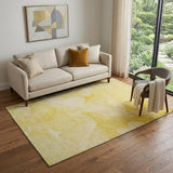 5' X 8' Gold And Ivory Abstract Washable Area Rug With UV Protection