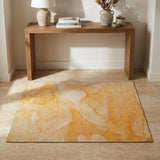 3' X 5' Orange And Ivory Abstract Washable Area Rug With UV Protection