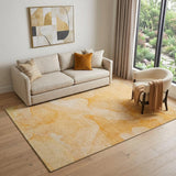 5' X 8' Orange And Ivory Abstract Washable Area Rug With UV Protection