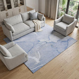 8' X 10' Blue And Ivory Abstract Washable Area Rug With UV Protection