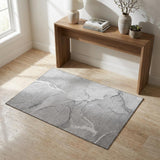 3' X 5' Gray And Ivory Abstract Washable Area Rug With UV Protection