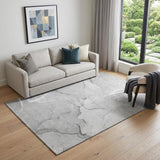 5' X 8' Gray And Ivory Abstract Washable Area Rug With UV Protection