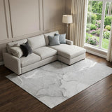 8' X 10' Gray And Ivory Abstract Washable Area Rug With UV Protection