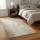 3' X 5' Beige And Ivory Abstract Washable Area Rug With UV Protection