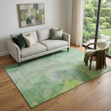 5' X 8' Green And Ivory Abstract Washable Area Rug With UV Protection