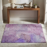3' X 5' Purple And Ivory Abstract Washable Area Rug With UV Protection