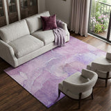 8' X 10' Purple And Ivory Abstract Washable Area Rug With UV Protection