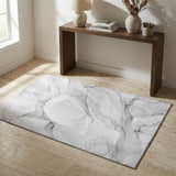 3' X 5' Gray And Ivory Abstract Washable Area Rug With UV Protection