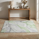 3' X 5' Green And Ivory Abstract Washable Area Rug With UV Protection