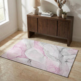 3' X 5' Pink And Ivory Abstract Washable Area Rug With UV Protection