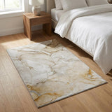 3' X 5' Brown And Ivory Abstract Washable Area Rug With UV Protection