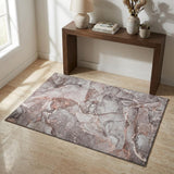 3' X 5' Gray And Ivory Abstract Washable Area Rug With UV Protection
