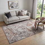 5' X 8' Gray And Ivory Abstract Washable Area Rug With UV Protection