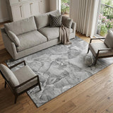 8' X 10' Pewter And Ivory Abstract Washable Area Rug With UV Protection