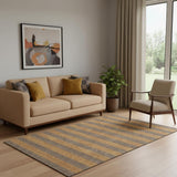 5' X 8' Chocolate And Copper Striped Washable Area Rug With UV Protection