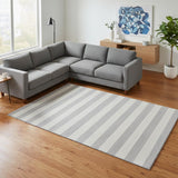 8' X 10' Pewter And Gray Striped Washable Area Rug With UV Protection