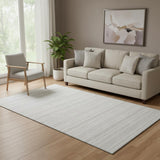 5' X 8' Ivory And Gray Striped Washable Area Rug With UV Protection