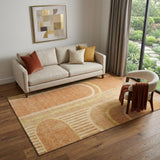5' X 8' Terra Cotta And Gold Geometric Washable Area Rug With UV Protection