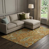 8' X 10' Rust Blue And Green Paisley Washable Area Rug With UV Protection